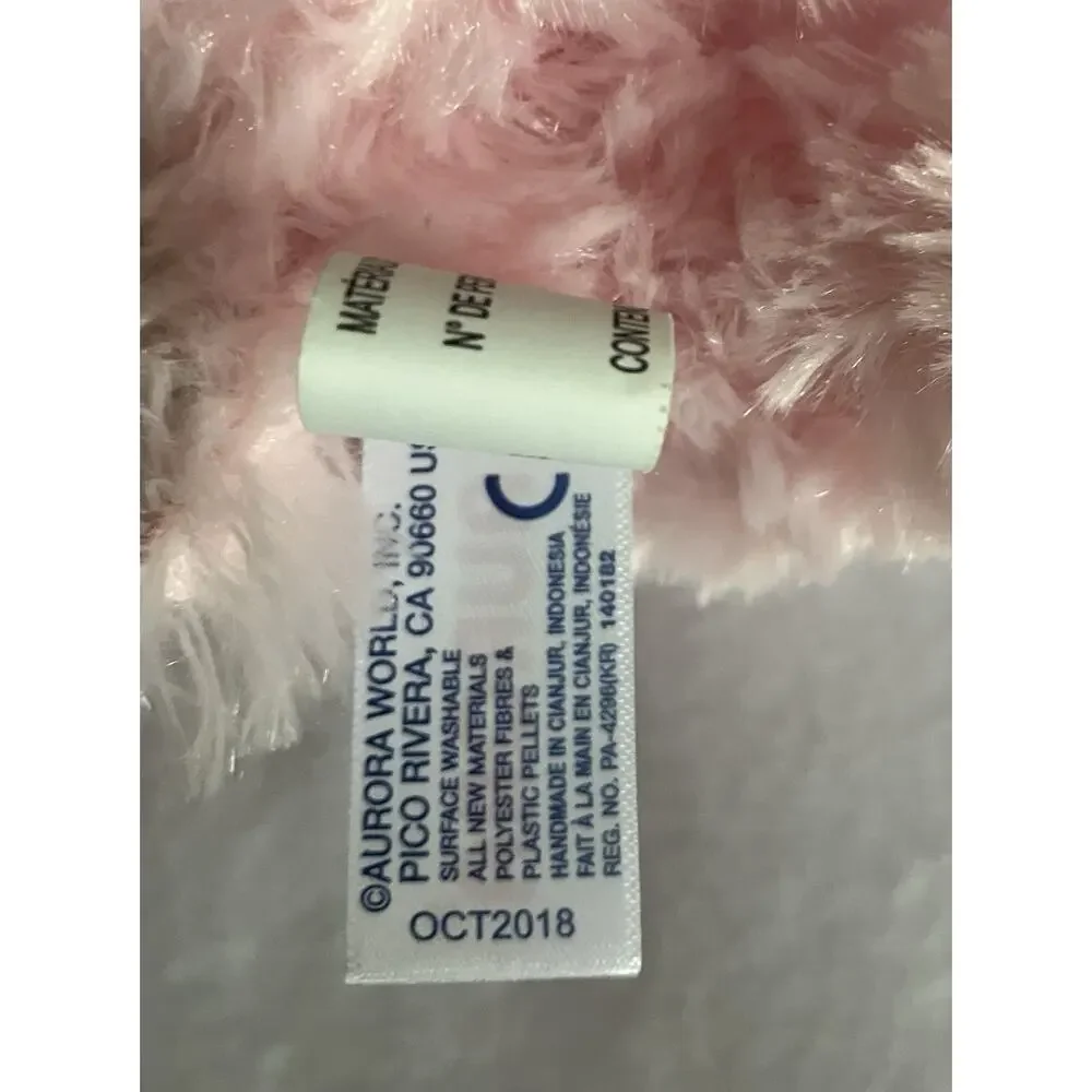 Aurora Stuffed Plush Animals Llamas Pink and Cream Lot of 2